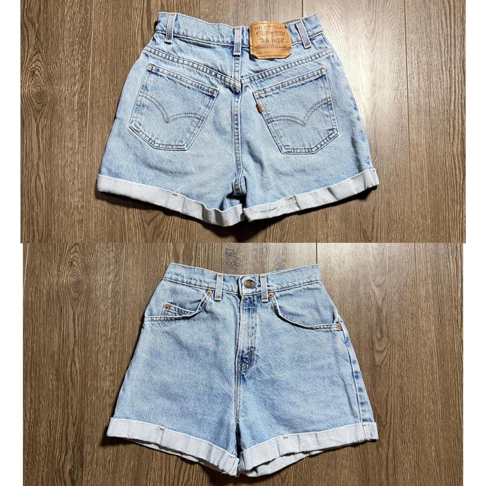 Vintage Levi's Mom Jean Shorts Size 24 Denim Blue Cuffed High Rise Relaxed
